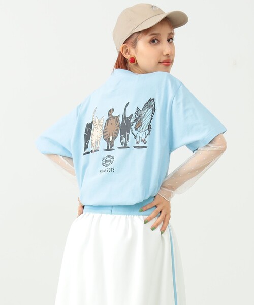 mmts（マミタス）の「〈UNISEX〉中川猫 行進Tシャツ（Tシャツ/カットソー・レディース・ホワイト/ラベンダー/サックスブルー・SMALL/MEDIUM/LARGE/X-LARGE）」の16枚目の写真