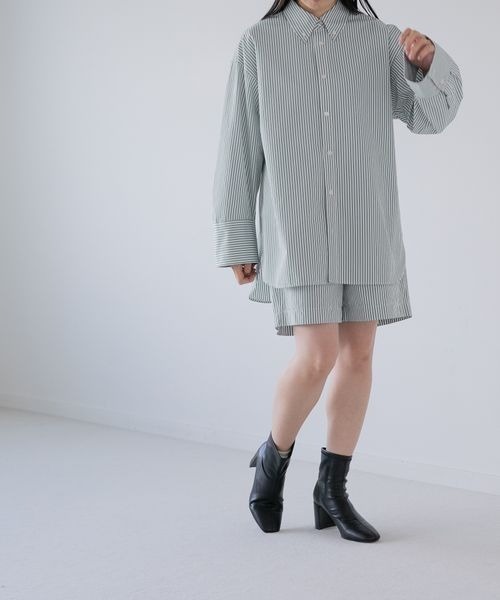 yuw(ユウ)の「ストライプセットアップ 263624(ワンピース・レディース・グリーン系その他/ブルー系その他・FREE)」の2枚目の写真