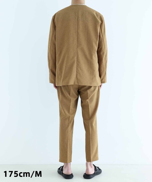 ADAM ET ROPE'（アダムエロペ）の「ノーカラージャケット＆イージーパンツ セットアップ/イージーケア/3シーズン着用可能/ONOFF兼用（セットアップ・メンズ・イエロー系その他3/ブルー系その他/ベージュ系その他2/ブラック・S/M/L）」の10枚目の写真