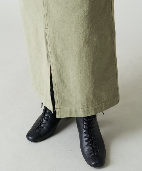 A de a.v.v(アードアー・ヴェ・ヴェ)の「(SET UP対応) デニムライクカラースリットナロースカート(スカート・レディース・グリーン/ピンク/アイボリー・36/38)」の16枚目の写真