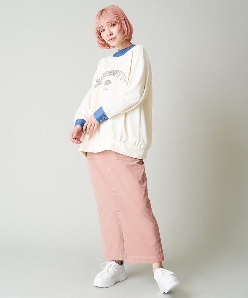 A de a.v.v(アードアー・ヴェ・ヴェ)の「(SET UP対応) デニムライクカラースリットナロースカート(スカート・レディース・グリーン/ピンク/アイボリー・36/38)」の19枚目の写真