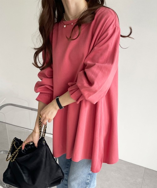 GeeRA（ジーラ）の「綿100％ポンチ袖口タックチュニック（Tシャツ/カットソー・レディース・ブラック/ブルー/サンドグレー/アイボリー/ピンク/ベビーピンク・SMALL/LARGE/X-LARGE/MEDIUM/XX-LARGE）」の6枚目の写真