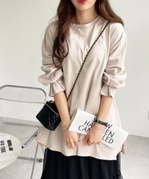 GeeRA | 綿100%ポンチ袖口タックチュニック(Tシャツ/カットソー)