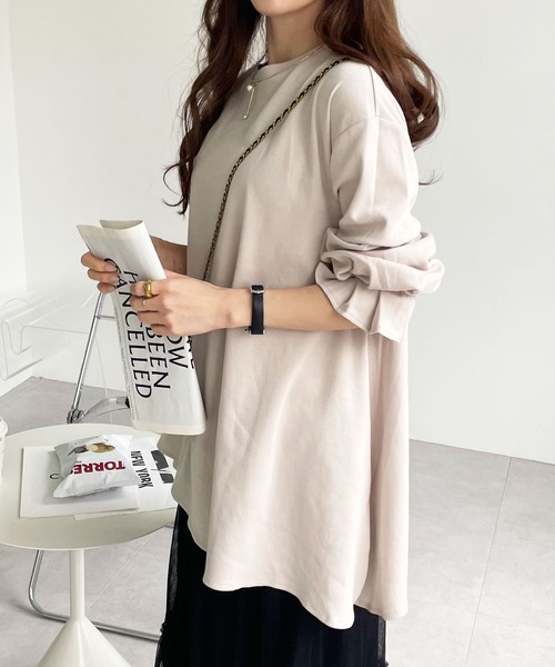 GeeRA（ジーラ）の「綿100％ポンチ袖口タックチュニック（Tシャツ/カットソー・レディース・ブラック/ブルー/サンドグレー/アイボリー/ピンク/ベビーピンク・SMALL/LARGE/X-LARGE/MEDIUM/XX-LARGE）」の15枚目の写真