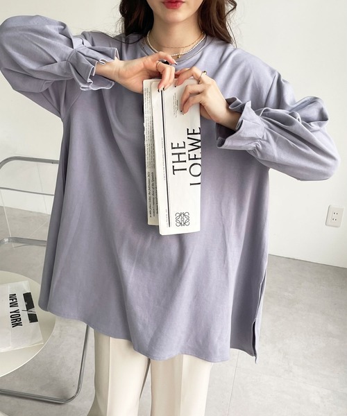 GeeRA（ジーラ）の「綿100％ポンチ袖口タックチュニック（Tシャツ/カットソー・レディース・ブラック/ブルー/サンドグレー/アイボリー/ピンク/ベビーピンク・SMALL/LARGE/X-LARGE/MEDIUM/XX-LARGE）」の22枚目の写真