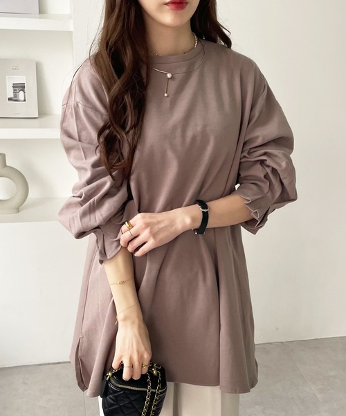 GeeRA（ジーラ）の「綿100％ポンチ袖口タックチュニック（Tシャツ/カットソー・レディース・ブラック/ブルー/サンドグレー/アイボリー/ピンク/ベビーピンク・SMALL/LARGE/X-LARGE/MEDIUM/XX-LARGE）」の18枚目の写真