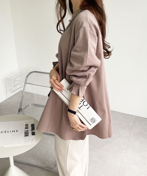 GeeRA（ジーラ）の「綿100％ポンチ袖口タックチュニック（Tシャツ/カットソー・レディース・ブラック/ブルー/サンドグレー/アイボリー/ピンク/ベビーピンク・SMALL/LARGE/X-LARGE/MEDIUM/XX-LARGE）」の20枚目の写真