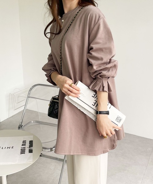 GeeRA（ジーラ）の「綿100％ポンチ袖口タックチュニック（Tシャツ/カットソー・レディース・ブラック/ブルー/サンドグレー/アイボリー/ピンク/ベビーピンク・SMALL/LARGE/X-LARGE/MEDIUM/XX-LARGE）」の21枚目の写真