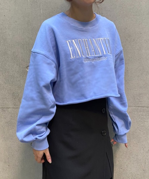 one after another NICE CLAUP(ワンアフターアナザーナイスクラップ)の「ショート刺繍スウェット(スウェット・レディース・オフホワイト/オートミール/ブルー/ライトピンク・FREE)」の3枚目の写真
