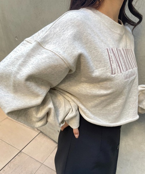 one after another NICE CLAUP(ワンアフターアナザーナイスクラップ)の「ショート刺繍スウェット(スウェット・レディース・オフホワイト/オートミール/ブルー/ライトピンク・FREE)」の14枚目の写真