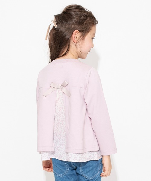 BRANSHES（ブランシェス）の「花柄バックシャン長袖Tシャツ ロンT<br>（Tシャツ/カットソー・キッズ・サックスブルー/ピンク・120/100/110/90/130）」の2枚目の写真