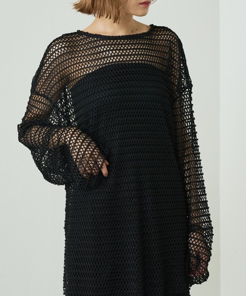 Lui's（ルイス）の「メッシュビッグトップス（Tシャツ/カットソー・レディース・ホワイト/ブラック/イエロー・FREE）」の3枚目の写真