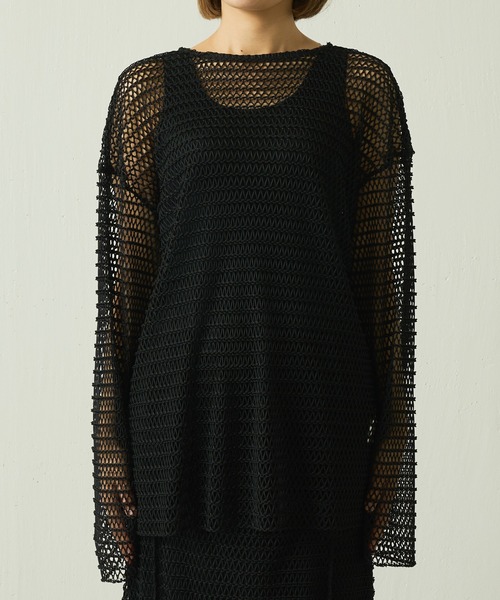 Lui's（ルイス）の「メッシュビッグトップス（Tシャツ/カットソー・レディース・ホワイト/ブラック/イエロー・FREE）」の9枚目の写真