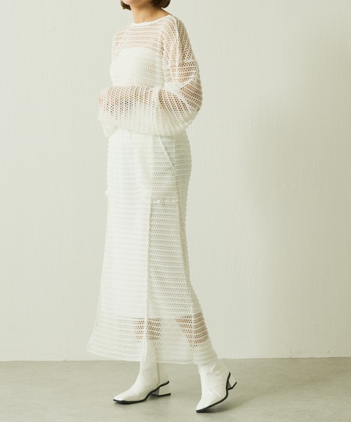 Lui's（ルイス）の「メッシュビッグトップス（Tシャツ/カットソー・レディース・ホワイト/ブラック/イエロー・FREE）」の4枚目の写真