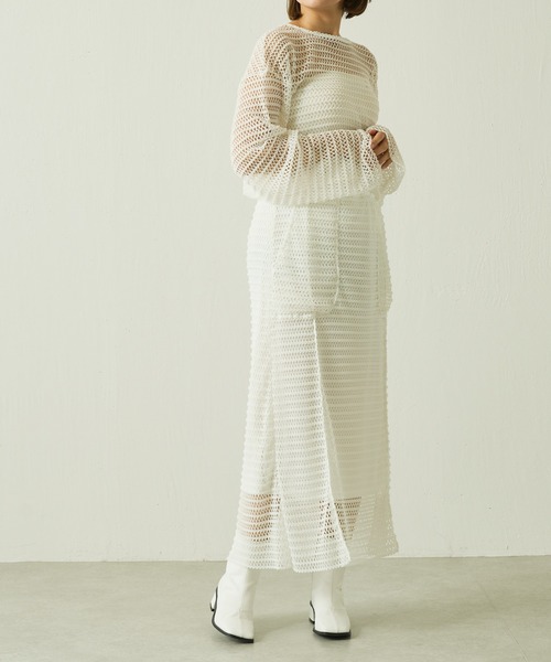 Lui's（ルイス）の「メッシュビッグトップス（Tシャツ/カットソー・レディース・ホワイト/ブラック/イエロー・FREE）」の16枚目の写真