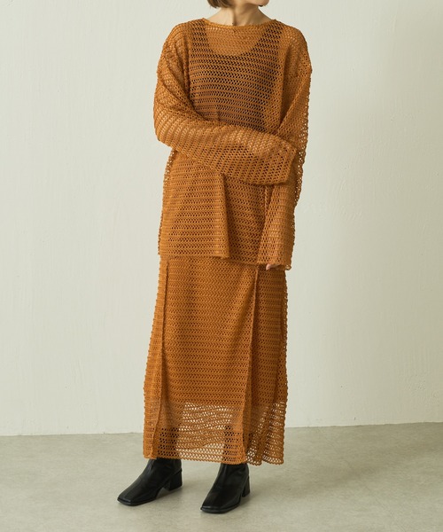 Lui's（ルイス）の「メッシュビッグトップス（Tシャツ/カットソー・レディース・ホワイト/ブラック/イエロー・FREE）」の6枚目の写真