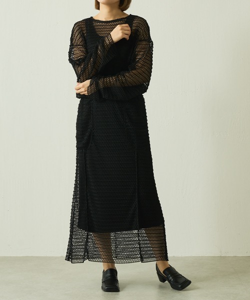 Lui's（ルイス）の「メッシュビッグトップス（Tシャツ/カットソー・レディース・ホワイト/ブラック/イエロー・FREE）」の7枚目の写真