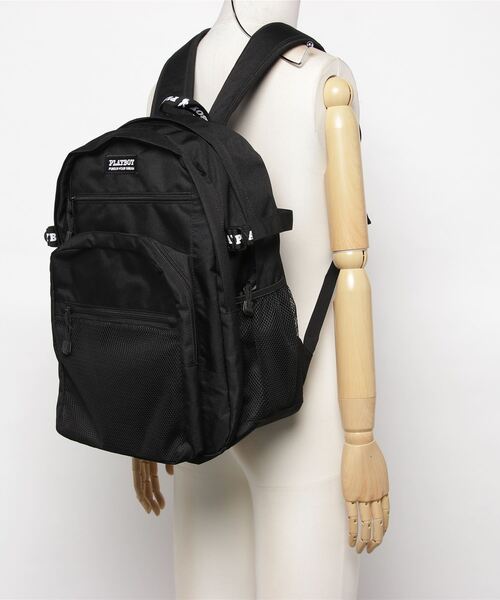 PLAYBOY（プレイボーイ）の「JUNESELECT　プレイボーイスクエアロゴ２層リュックサック（バックパック/リュック・メンズ・ブラック×ホワイト/ブラック×ブラック・FREE）」の6枚目の写真
