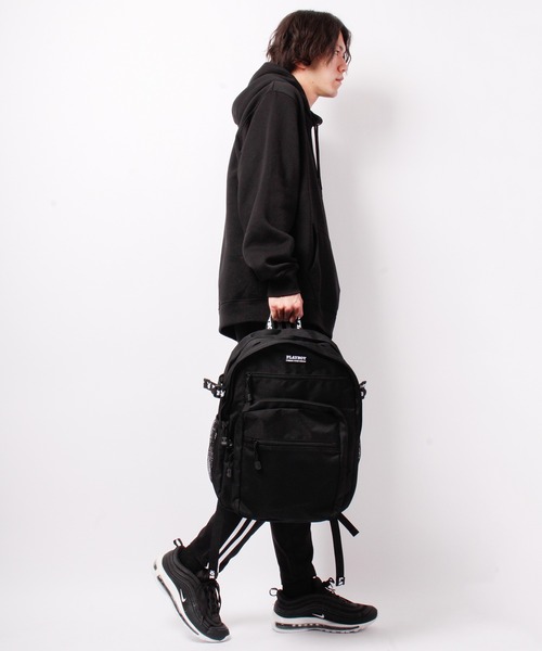 PLAYBOY（プレイボーイ）の「JUNESELECT　プレイボーイスクエアロゴ２層リュックサック（バックパック/リュック・メンズ・ブラック×ホワイト/ブラック×ブラック・FREE）」の11枚目の写真
