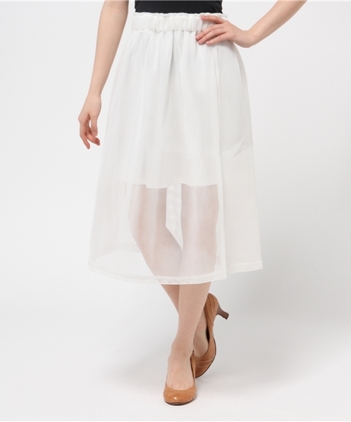 WEGO(ウィゴー)の「WEGO/メッシュAラインスカート(スカート・レディース・ホワイト/ブラック・FREE)」の1枚目の写真