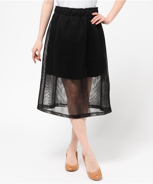 WEGO(ウィゴー)の「WEGO/メッシュAラインスカート(スカート・レディース・ホワイト/ブラック・FREE)」の2枚目の写真