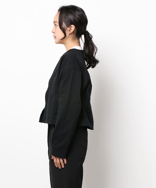 ehka sopo（エヘカソポ）の「クルーネックカットソーカーディガン（カーディガン/ボレロ・レディース・ブラック/グレー/オフホワイト・ﾌﾘ-）」の4枚目の写真