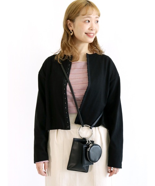 ehka sopo（エヘカソポ）の「クルーネックカットソーカーディガン（カーディガン/ボレロ・レディース・ブラック/グレー/オフホワイト・ﾌﾘ-）」の3枚目の写真