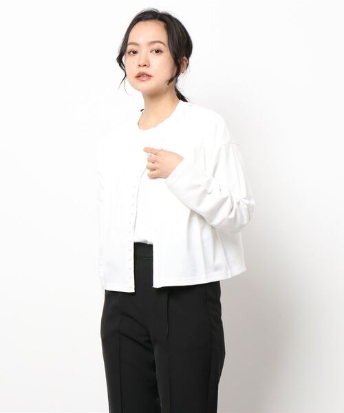 ehka sopo（エヘカソポ）の「クルーネックカットソーカーディガン（カーディガン/ボレロ・レディース・ブラック/グレー/オフホワイト・ﾌﾘ-）」の8枚目の写真