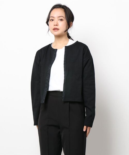 ehka sopo（エヘカソポ）の「クルーネックカットソーカーディガン（カーディガン/ボレロ・レディース・ブラック/グレー/オフホワイト・ﾌﾘ-）」の7枚目の写真