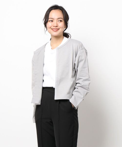 ehka sopo（エヘカソポ）の「クルーネックカットソーカーディガン（カーディガン/ボレロ・レディース・ブラック/グレー/オフホワイト・ﾌﾘ-）」の6枚目の写真