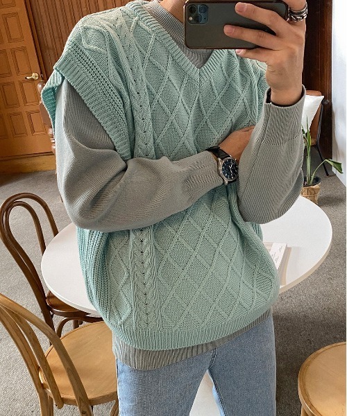 ASCLO（エジュクロ）の「ASCLO  Fisherman Crop Vest（ベスト・メンズ・ブラック/ミント/オートミール・FREE）」の3枚目の写真