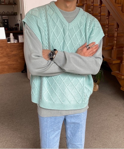 ASCLO（エジュクロ）の「ASCLO  Fisherman Crop Vest（ベスト・メンズ・ブラック/ミント/オートミール・FREE）」の15枚目の写真