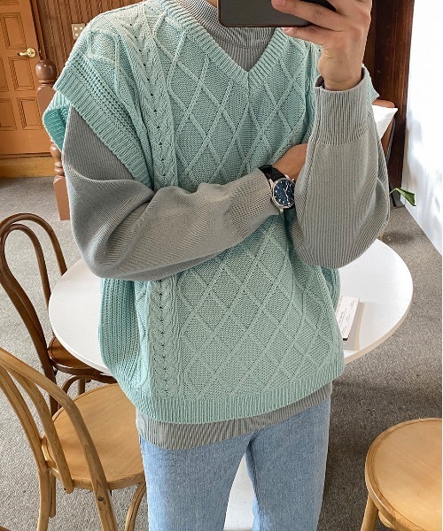 ASCLO（エジュクロ）の「ASCLO  Fisherman Crop Vest（ベスト・メンズ・ブラック/ミント/オートミール・FREE）」の7枚目の写真