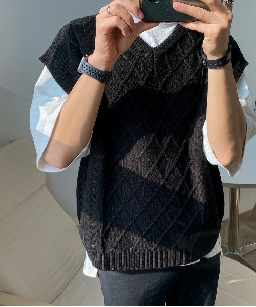 ASCLO（エジュクロ）の「ASCLO  Fisherman Crop Vest（ベスト・メンズ・ブラック/ミント/オートミール・FREE）」の13枚目の写真