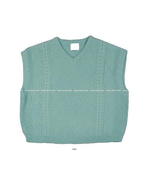 ASCLO（エジュクロ）の「ASCLO  Fisherman Crop Vest（ベスト・メンズ・ブラック/ミント/オートミール・FREE）」の5枚目の写真