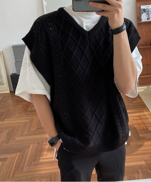 ASCLO（エジュクロ）の「ASCLO  Fisherman Crop Vest（ベスト・メンズ・ブラック/ミント/オートミール・FREE）」の6枚目の写真