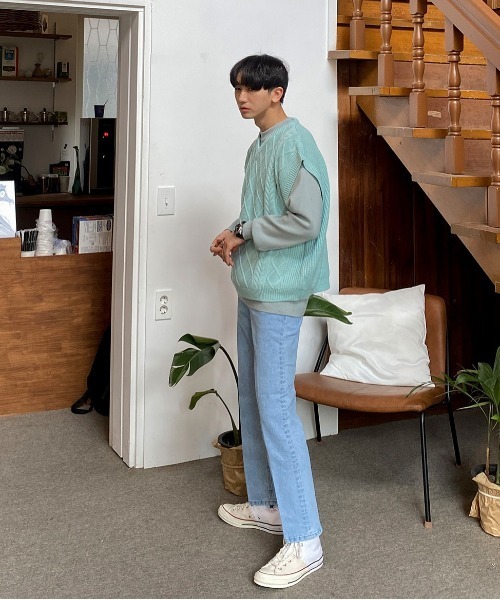 ASCLO（エジュクロ）の「ASCLO  Fisherman Crop Vest（ベスト・メンズ・ブラック/ミント/オートミール・FREE）」の4枚目の写真