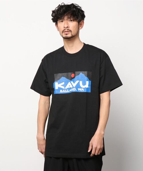 KAVU（カブー）の「【ZOZOTOWN限定】KAVU/カブー スクエアロゴ ルーズシルエット バラードロゴ プリントTシャツ 19821624（Tシャツ/カットソー・メンズ・ブラック/ホワイト・M/L/XL）」の6枚目の写真