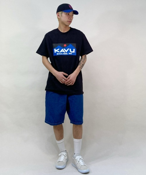 KAVU（カブー）の「【ZOZOTOWN限定】KAVU/カブー スクエアロゴ ルーズシルエット バラードロゴ プリントTシャツ 19821624（Tシャツ/カットソー・メンズ・ブラック/ホワイト・M/L/XL）」の7枚目の写真
