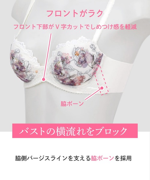 WING（ウイング）の「ブラジャー　重力に負けないバストケアBra　気軽にバストケア　背中すっきり C-Dcup（ブラジャー・レディース・アイボリー/グレイッシュブルー/グレー/ライトピンク/ネイビー・C65/C70/C80/D75/D80/C75/D70/D65/D85/C85）」の9枚目の写真