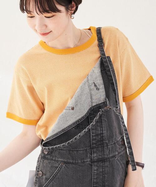 coen（コーエン）の「フライスマイクロボーダーTシャツ（Tシャツ/カットソー・レディース・ブラック/マスタード/オレンジ系その他/ライトグレー/ロイヤルブルー/ケリー・L/M）」の5枚目の写真