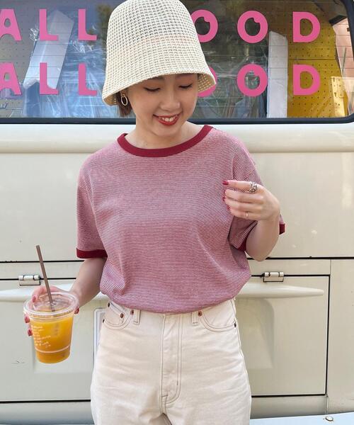 coen（コーエン）の「フライスマイクロボーダーTシャツ（Tシャツ/カットソー・レディース・ブラック/マスタード/オレンジ系その他/ライトグレー/ロイヤルブルー/ケリー・L/M）」の13枚目の写真