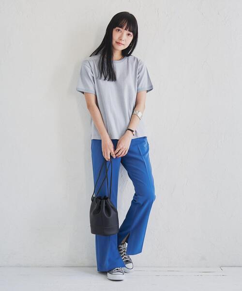 coen（コーエン）の「フライスマイクロボーダーTシャツ（Tシャツ/カットソー・レディース・ブラック/マスタード/オレンジ系その他/ライトグレー/ロイヤルブルー/ケリー・L/M）」の20枚目の写真