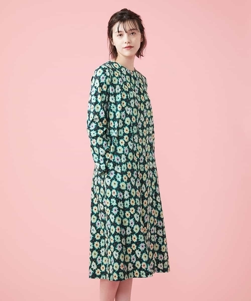 Jocomomola(ホコモモラ)の「florecer プリントワンピース(ワンピース・レディース・ブラック/アイボリー・40)」の9枚目の写真