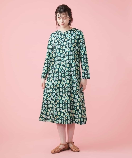 Jocomomola(ホコモモラ)の「florecer プリントワンピース(ワンピース・レディース・ブラック/アイボリー・40)」の8枚目の写真