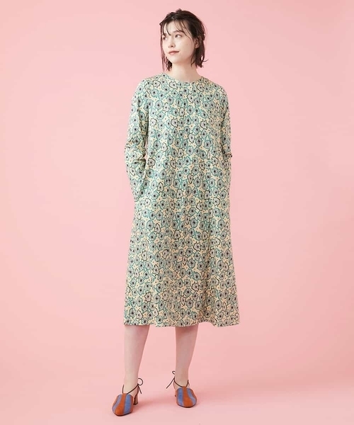 Jocomomola(ホコモモラ)の「florecer プリントワンピース(ワンピース・レディース・ブラック/アイボリー・40)」の4枚目の写真