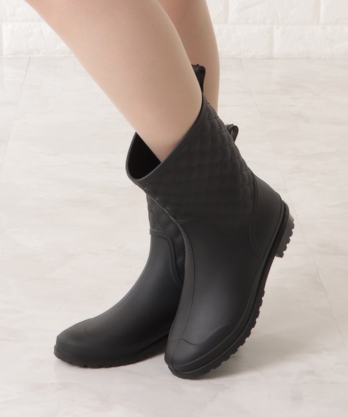 Lace Ladies（レースレディース）の「キルティングデザイン レインブーツ（レインシューズ・レディース・ネイビー/ベージュ/ブラック・24/23/24.5/23.5/25）」の4枚目の写真