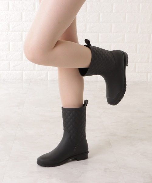 Lace Ladies（レースレディース）の「キルティングデザイン レインブーツ（レインシューズ・レディース・ネイビー/ベージュ/ブラック・24/23/24.5/23.5/25）」の6枚目の写真