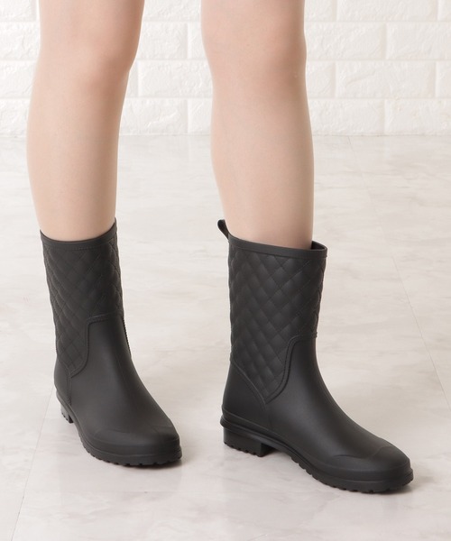 Lace Ladies（レースレディース）の「キルティングデザイン レインブーツ（レインシューズ・レディース・ネイビー/ベージュ/ブラック・24/23/24.5/23.5/25）」の7枚目の写真