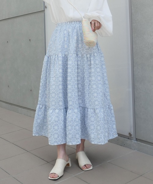 CORNERS(コーナーズ)の「花柄刺繍ティアードスカート(スカート・レディース・ホワイト/ブラック/グリーン/ライトブルー・M)」の10枚目の写真